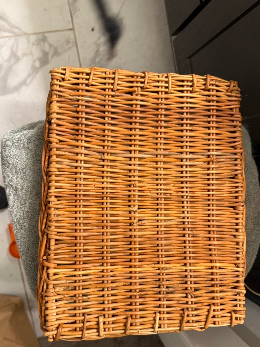 Woven Rattan Serving Tray with Handles - Light Brown - Picture 2 of 4